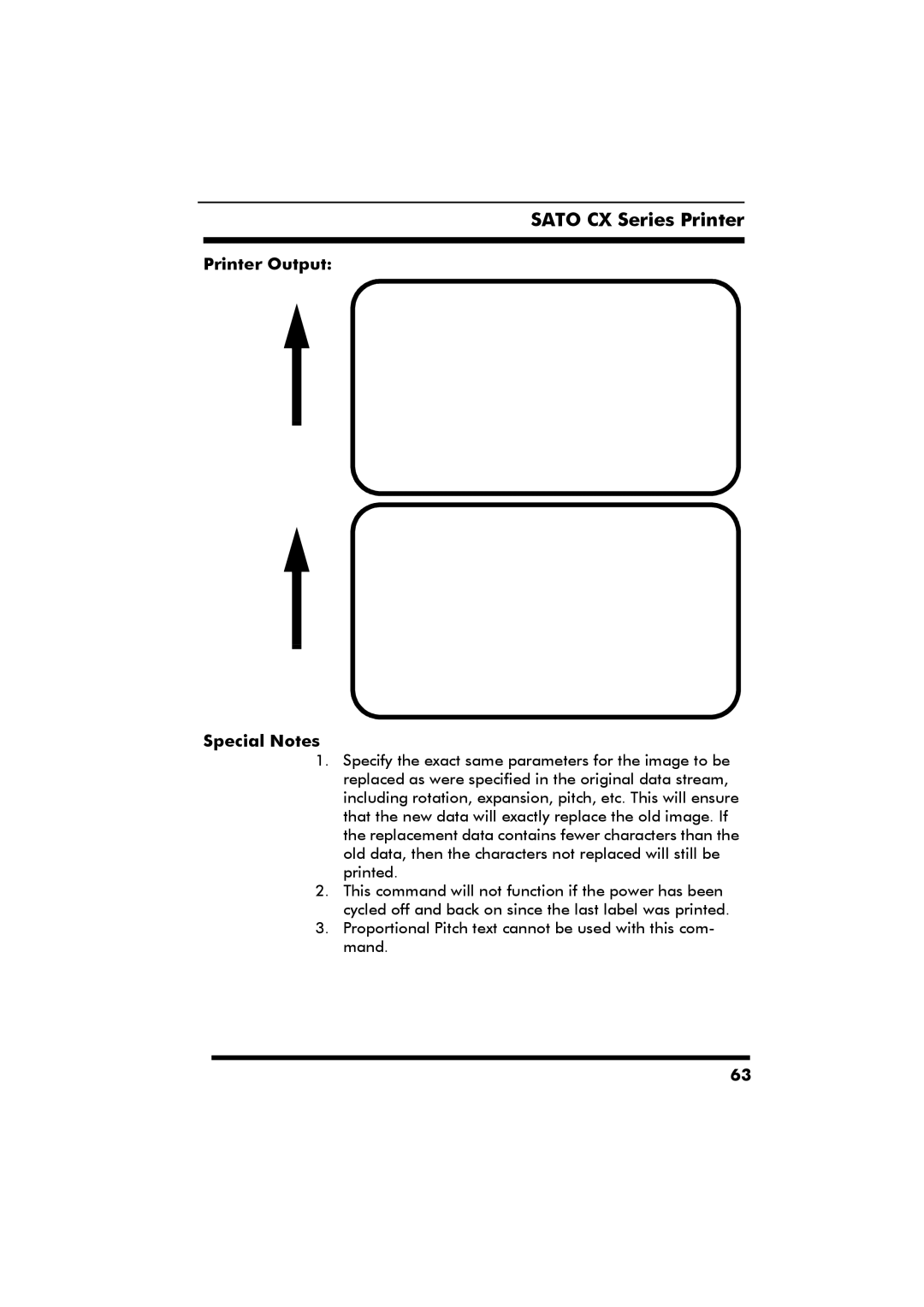 SATO CX Series manual Printer Output Special Notes 