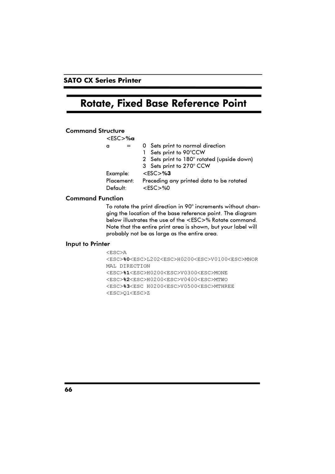 SATO CX Series manual Rotate, Fixed Base Reference Point 