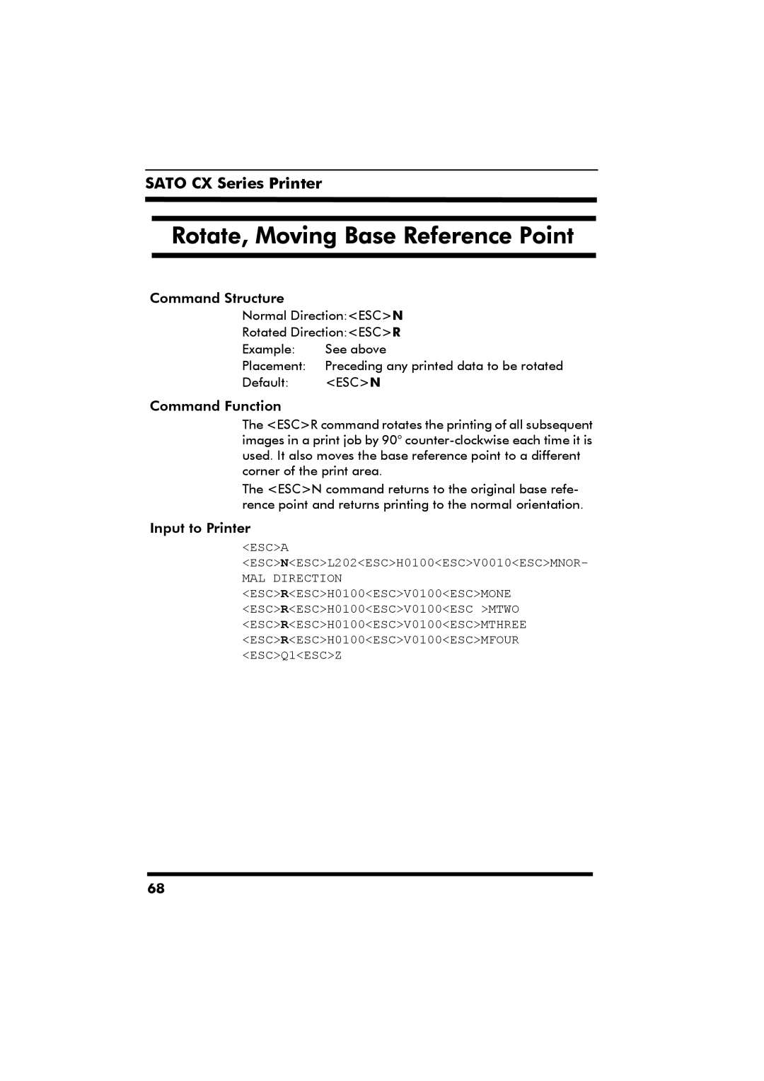 SATO CX Series manual Rotate, Moving Base Reference Point 