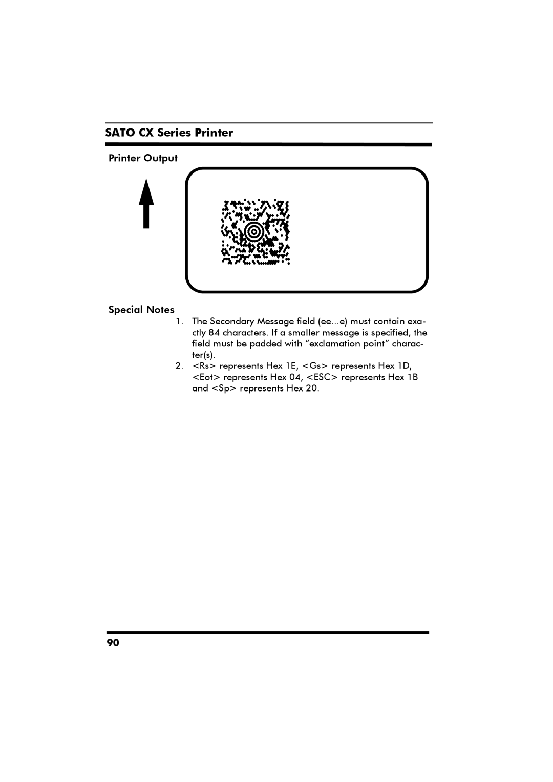 SATO CX Series manual Printer Output Special Notes 