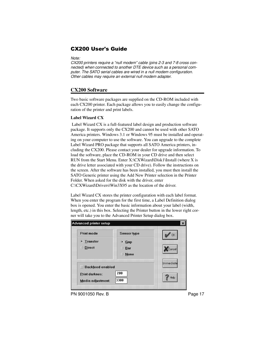 SATO manual CX200 Software, Label Wizard CX, CX200 Users Guide 