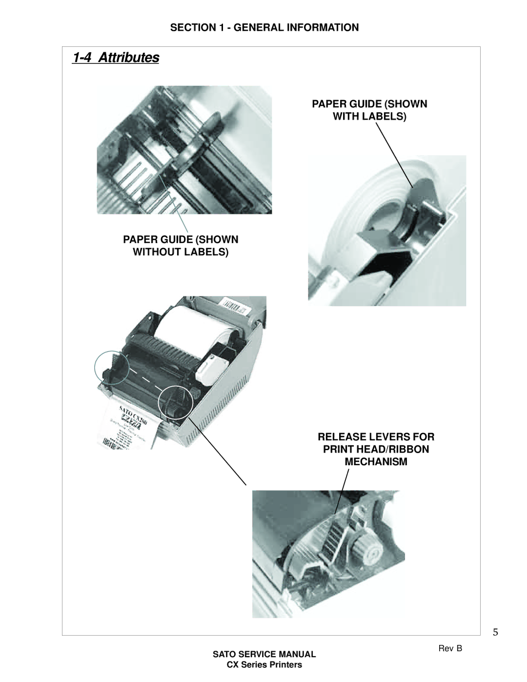 SATO CX200 manual Attributes 