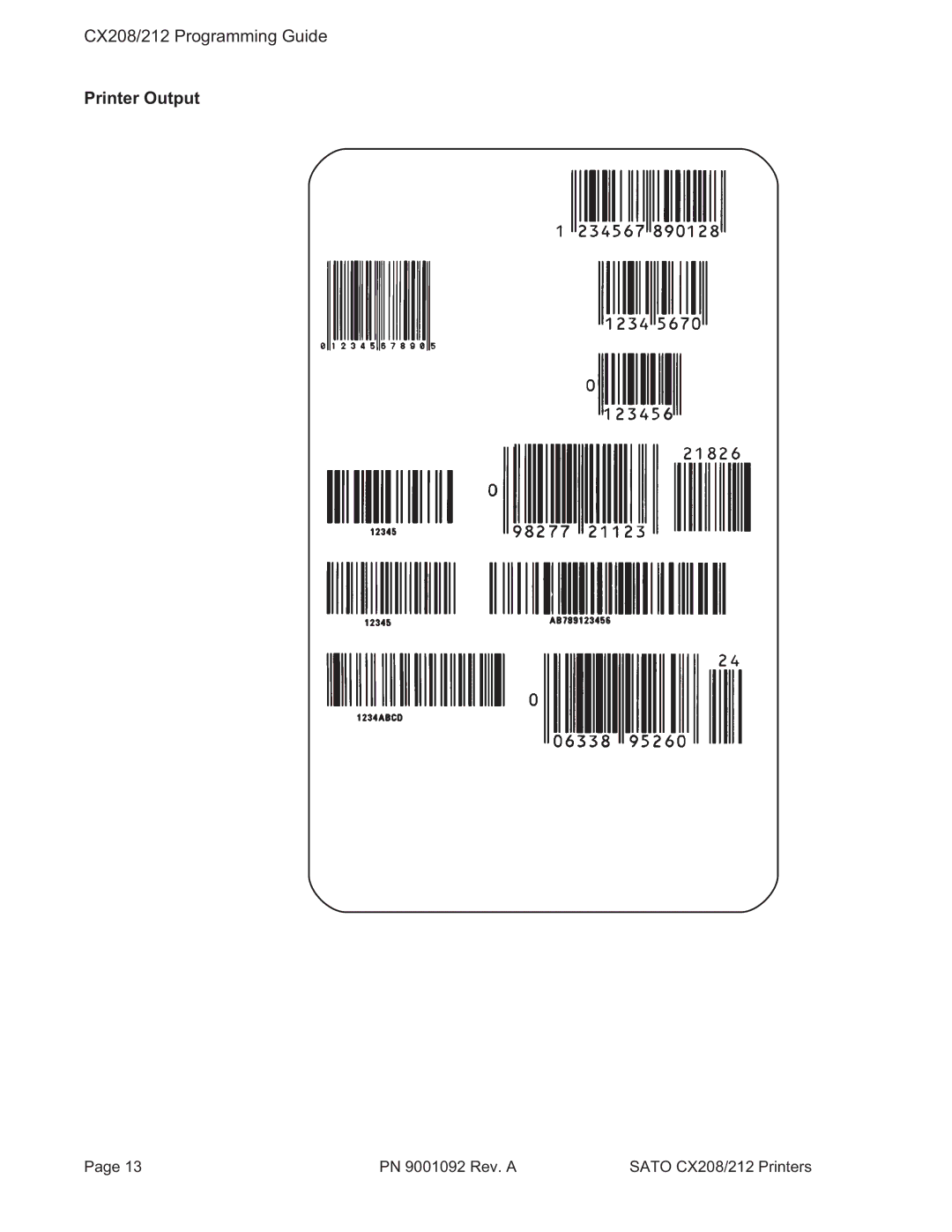 SATO CX208/212 manual Printer Output 