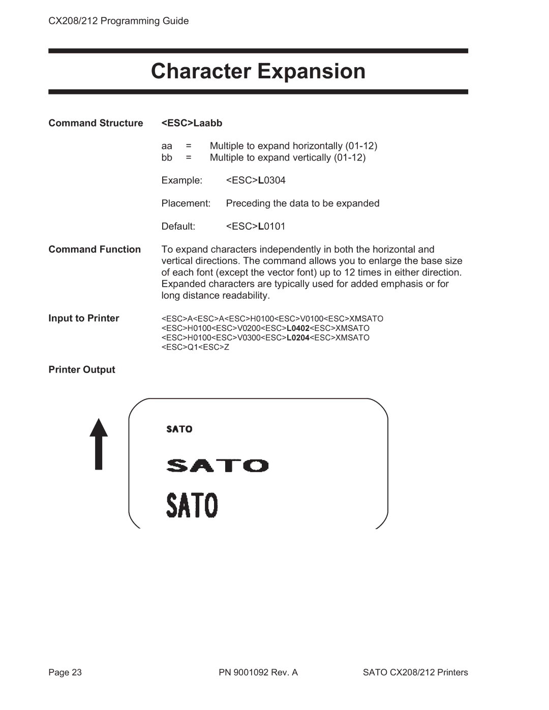 SATO CX208/212 manual Character Expansion 