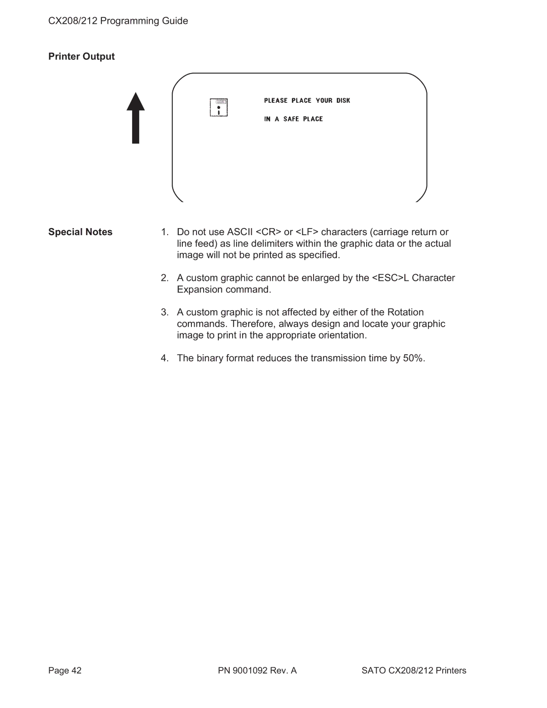 SATO CX208/212 manual Custom graphic cannot be enlarged by the Escl Character 