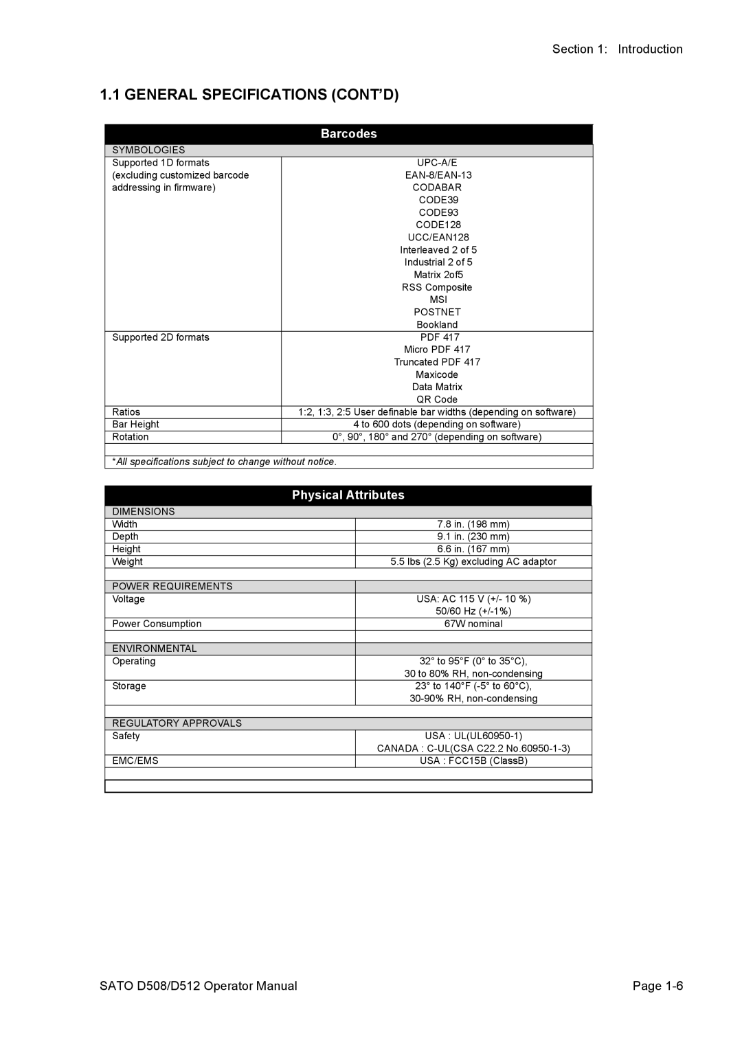 SATO D512, D508 service manual Barcodes 