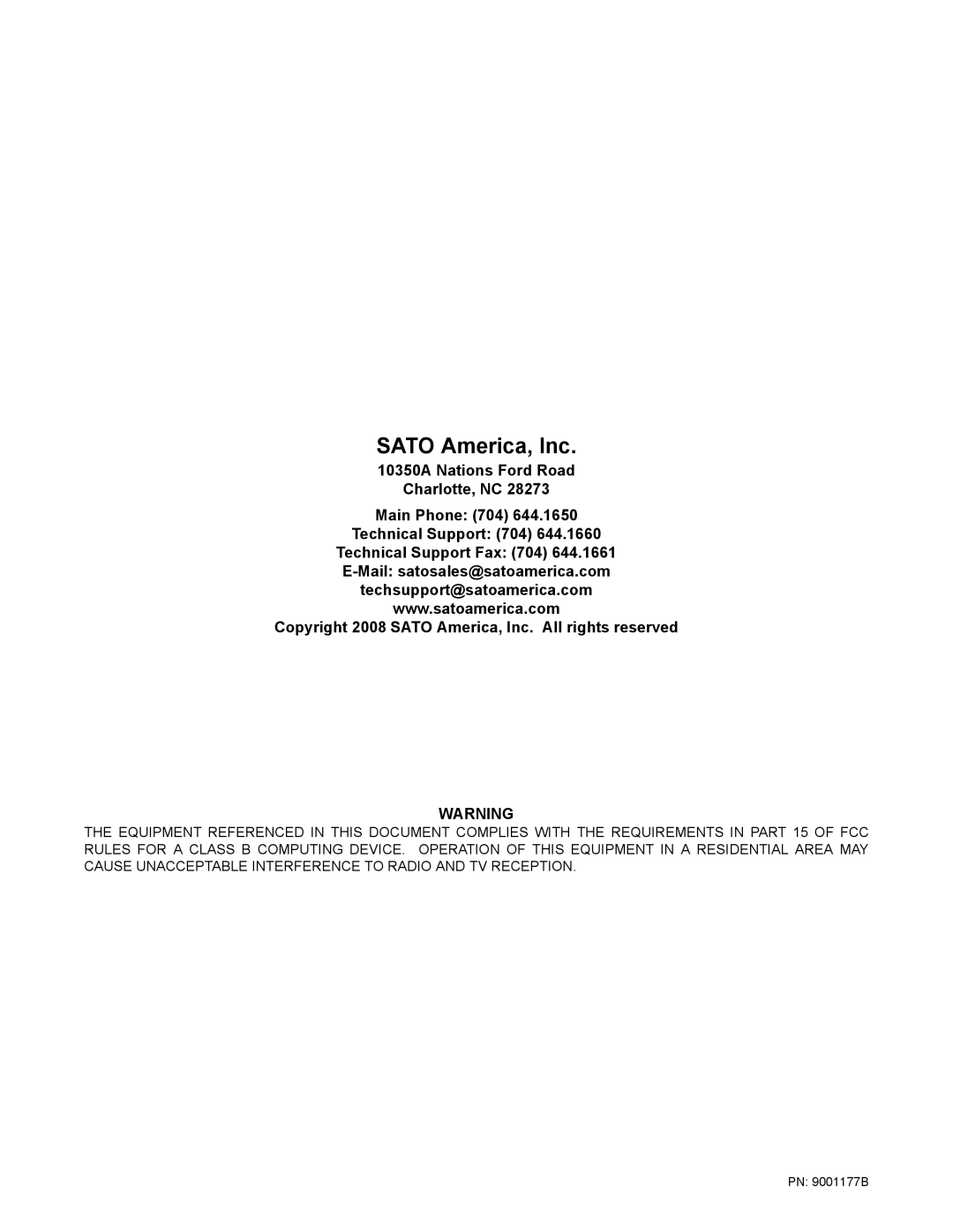 SATO D512, D508 service manual Sato America, Inc 