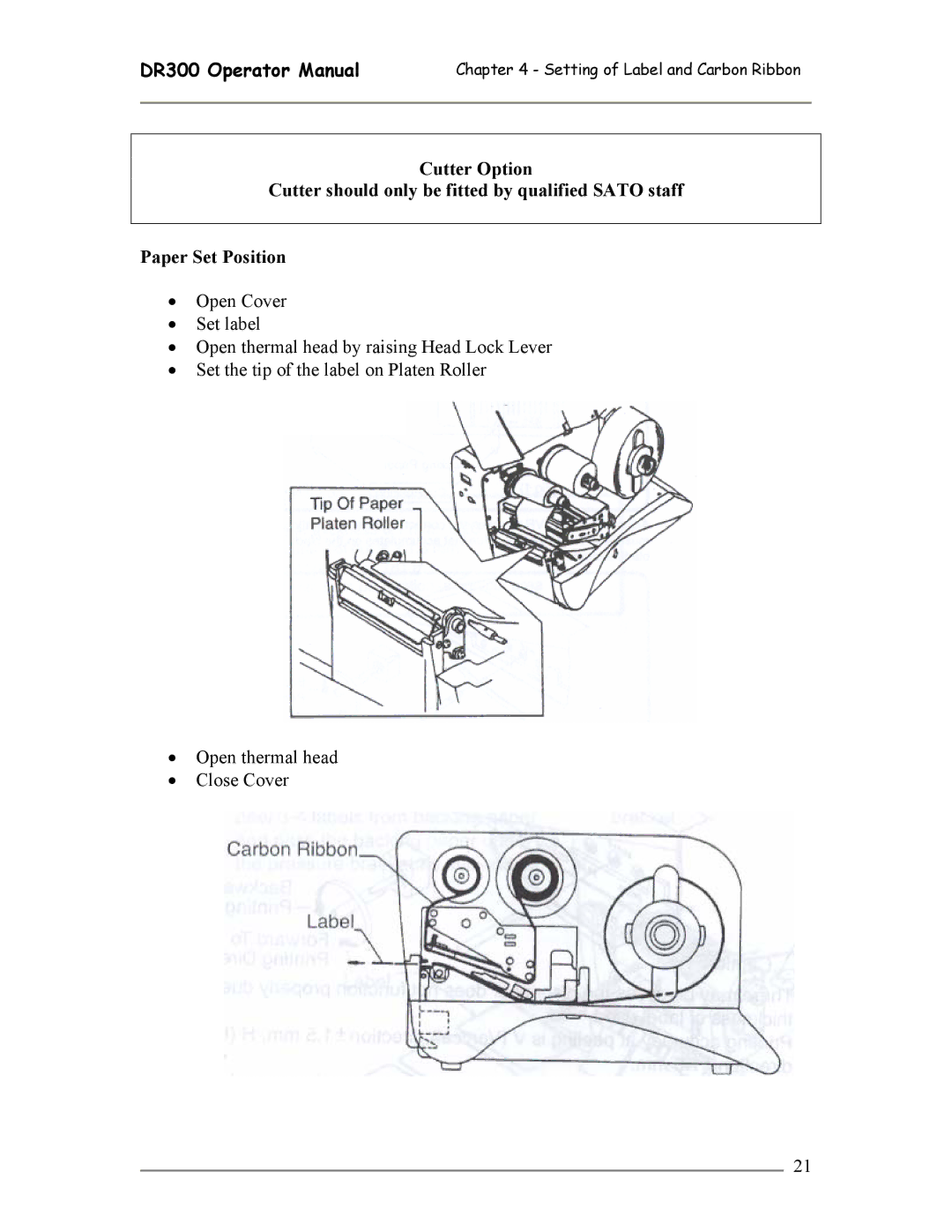 SATO manual DR300 Operator Manual 