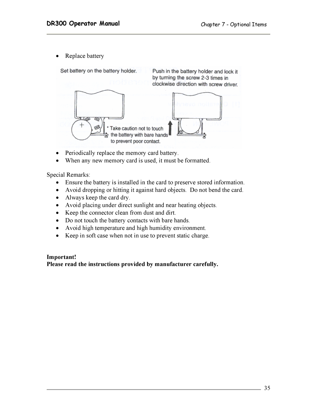 SATO manual DR300 Operator Manual 