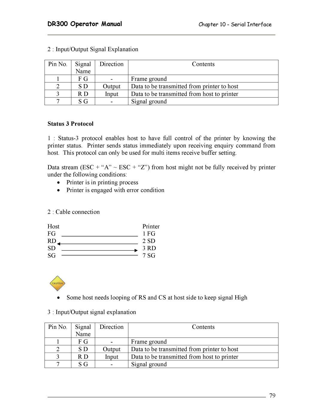 SATO DR300 manual Status 3 Protocol 