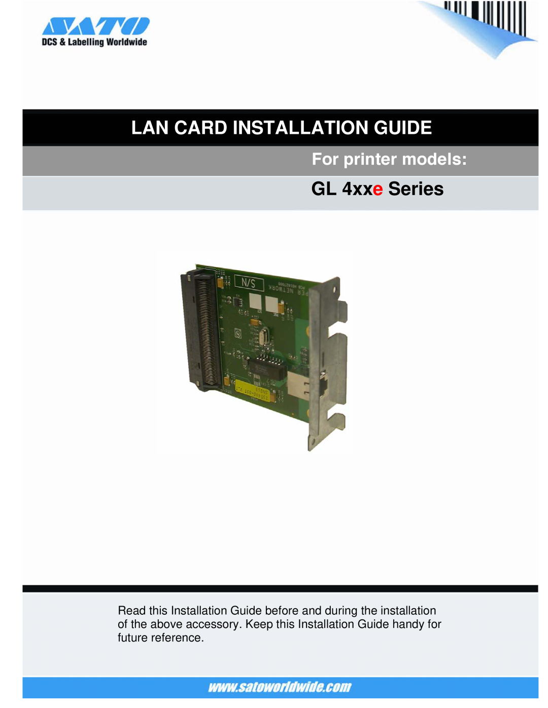 SATO GL 4xxe Series manual Important information, This quick guide provides important information on how to setup your 