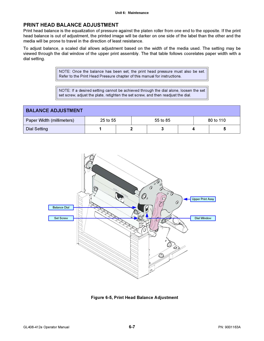 SATO GL408/412E manual Print Head Balance Adjustment 