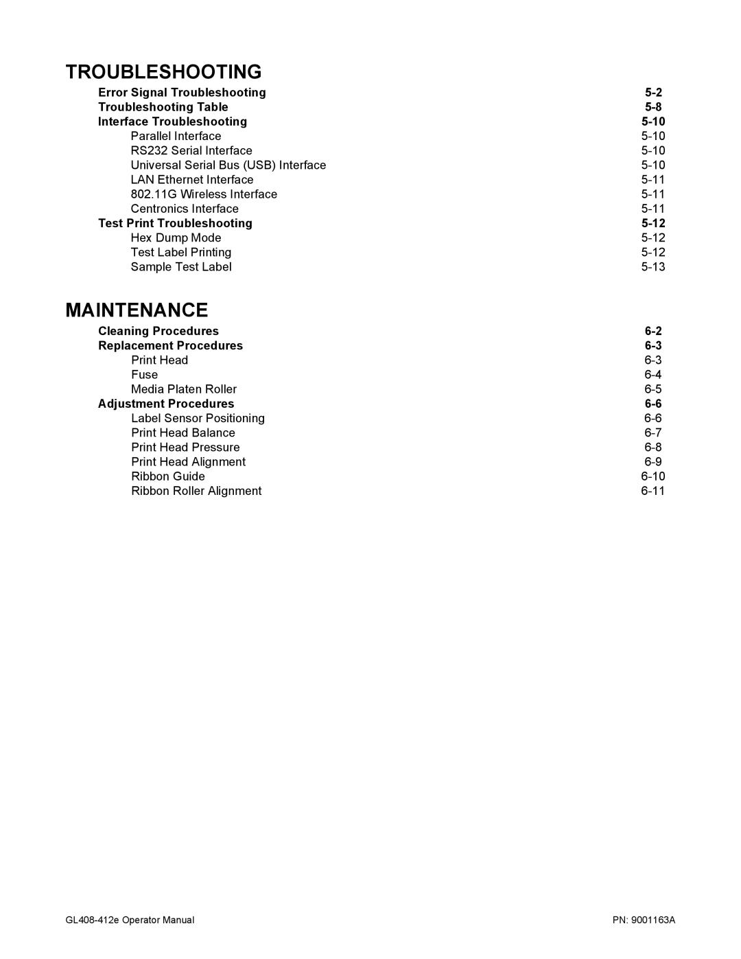 SATO GL408/412E manual Troubleshooting, Maintenance 