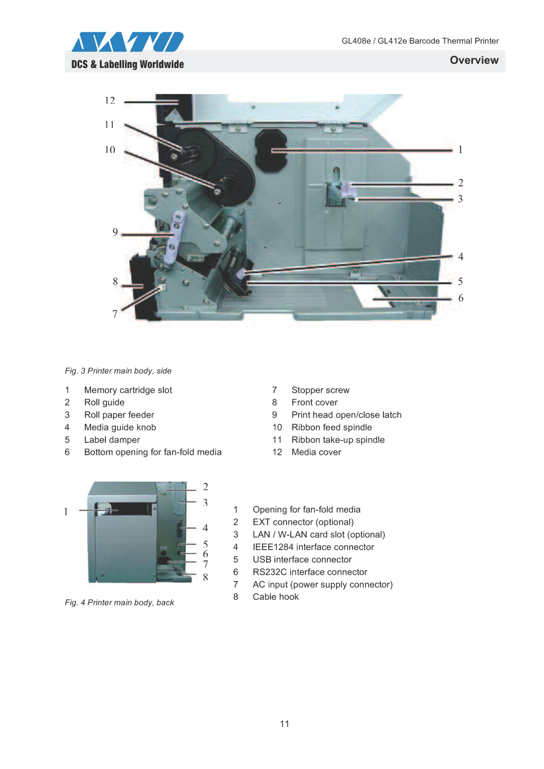 SATO GL408e / GL412e quick start Cable hook 