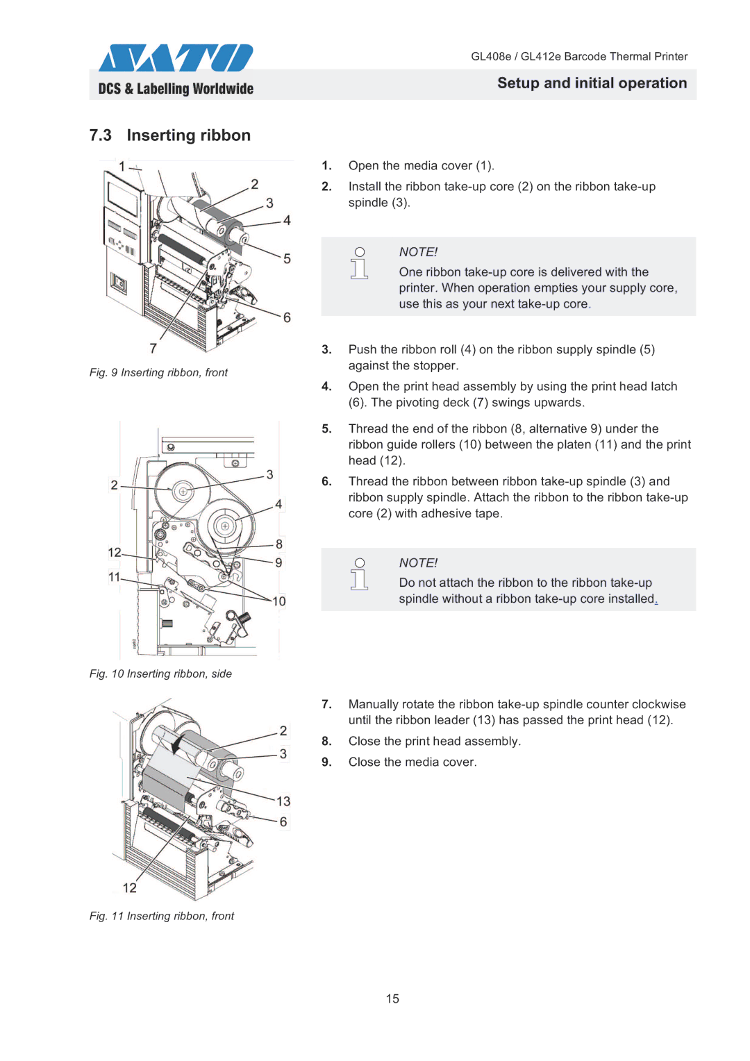 SATO GL408e / GL412e quick start Inserting ribbon, front 