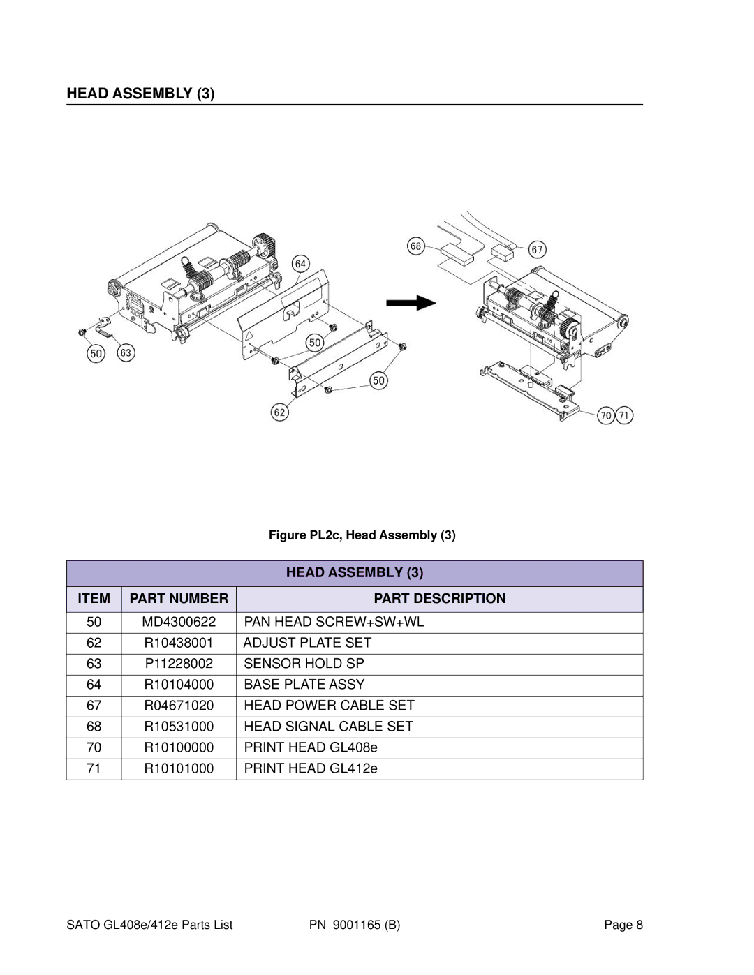 SATO GL412e, GL408e manual Adjust Plate SET 