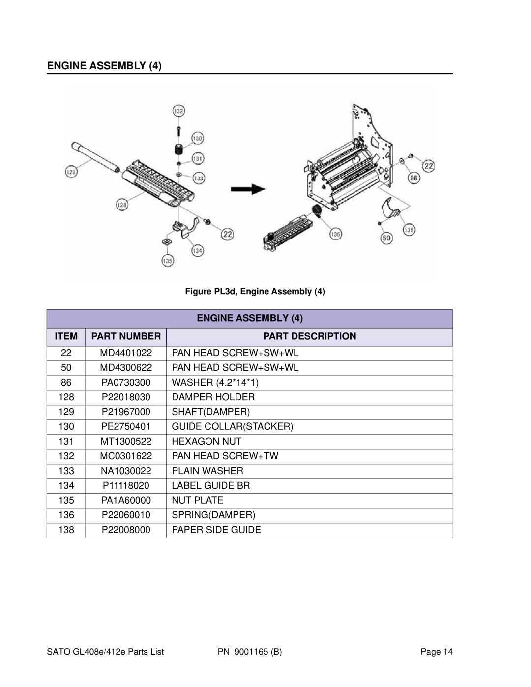 SATO GL412e, GL408e manual Damper Holder 