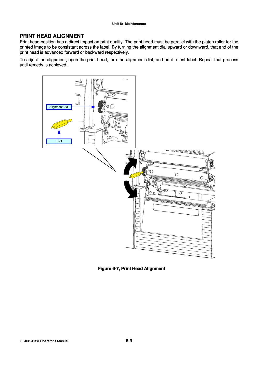 SATO GL4XXE manual 7, Print Head Alignment 