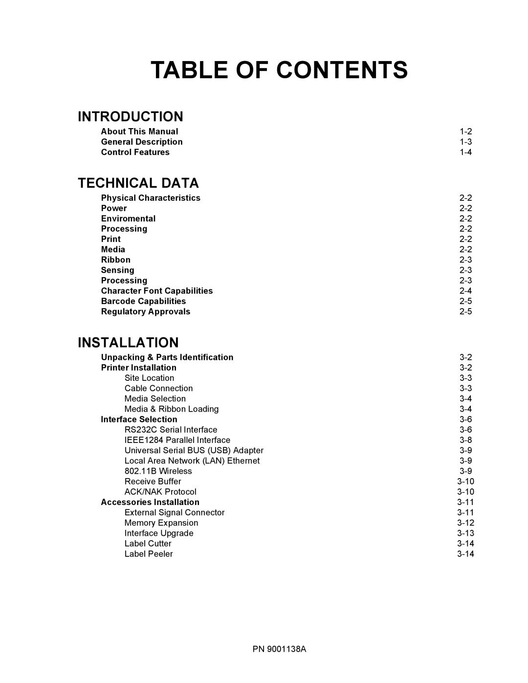 SATO GT 424e, GT408, GT 410 manual Table of Contents 