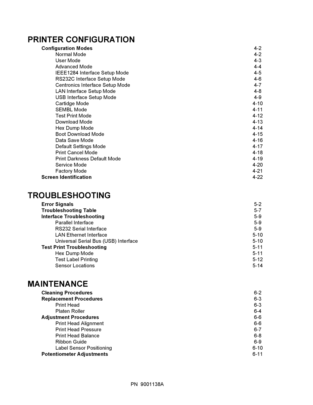 SATO GT408, GT 424e, GT 410 manual Printer Configuration, Troubleshooting, Maintenance 