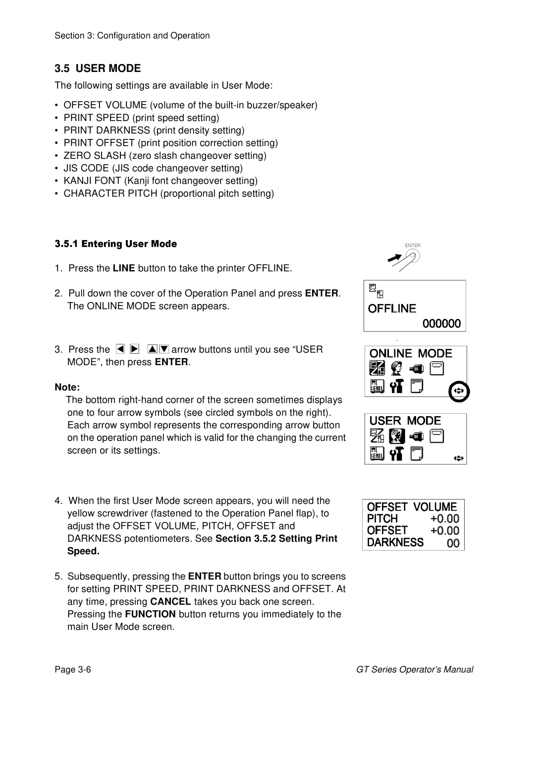 SATO GT424 manual User Mode, Speed 