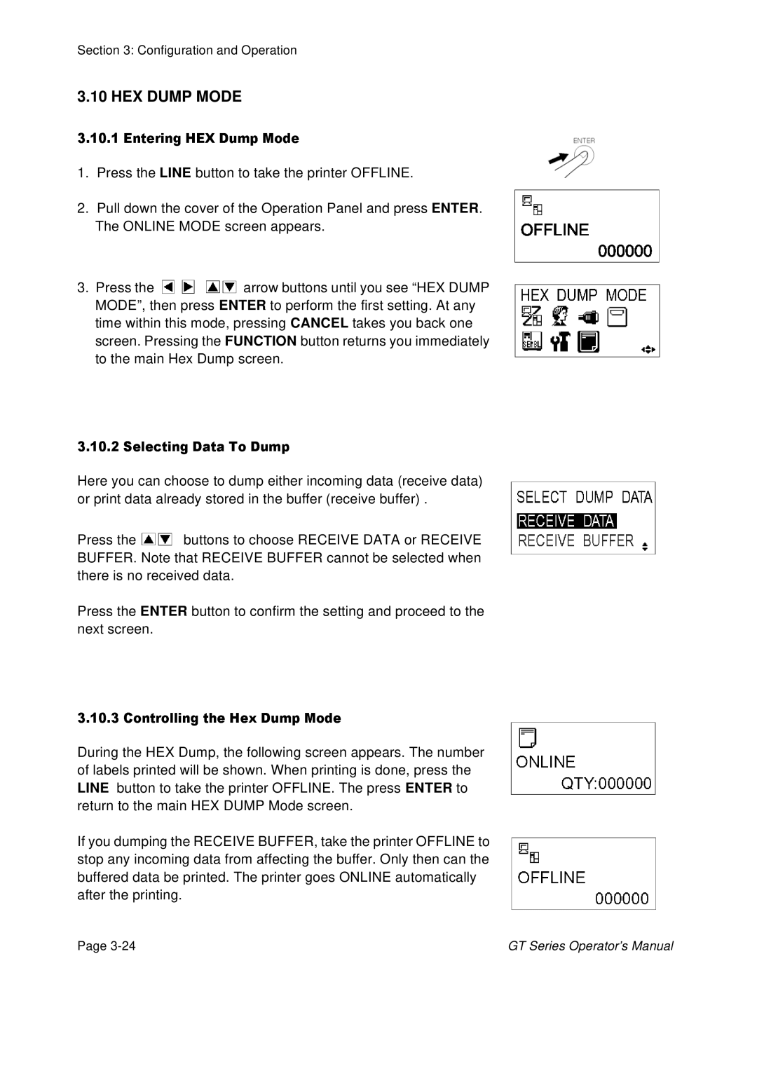 SATO GT424 manual HEX Dump Mode 