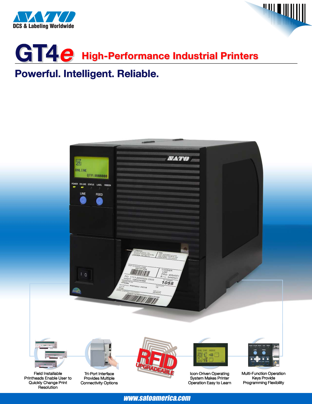 SATO manual Powerful. Intelligent. Reliable, GT4e High-Performance Industrial Printers, Multi-Function Operation 