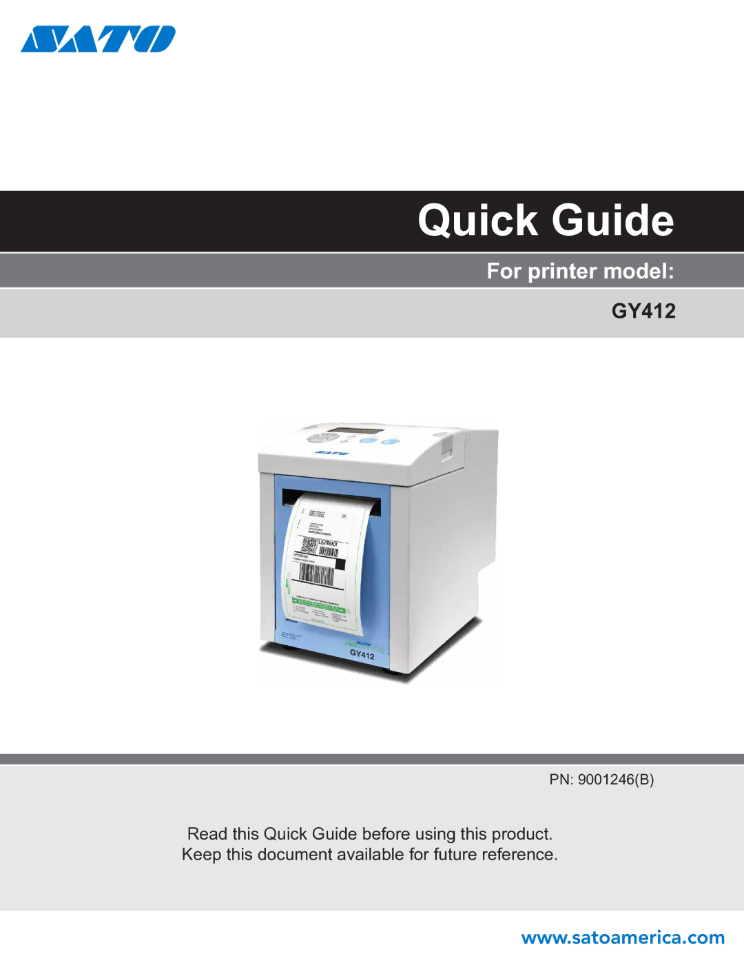 SATO GY412 manual Quick Guide 