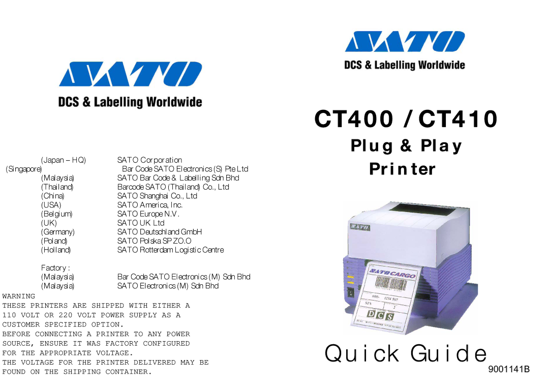 SATO label dispenser manual CT400 / CT410 