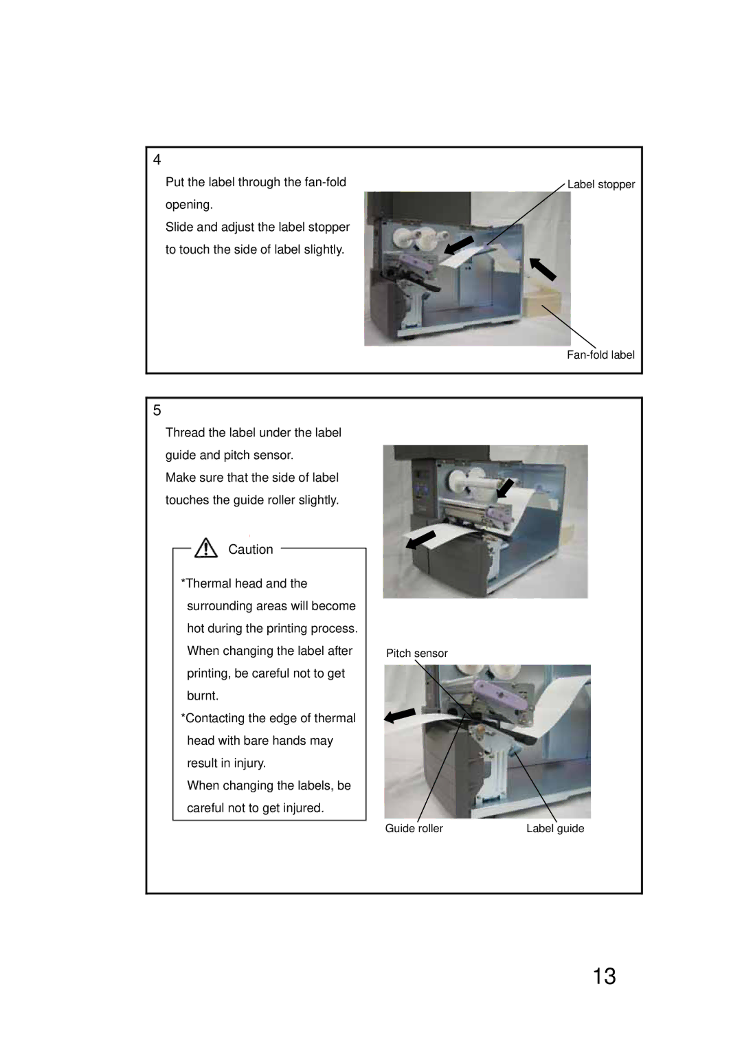 SATO LM400E manual Label stopper Fan-fold label 