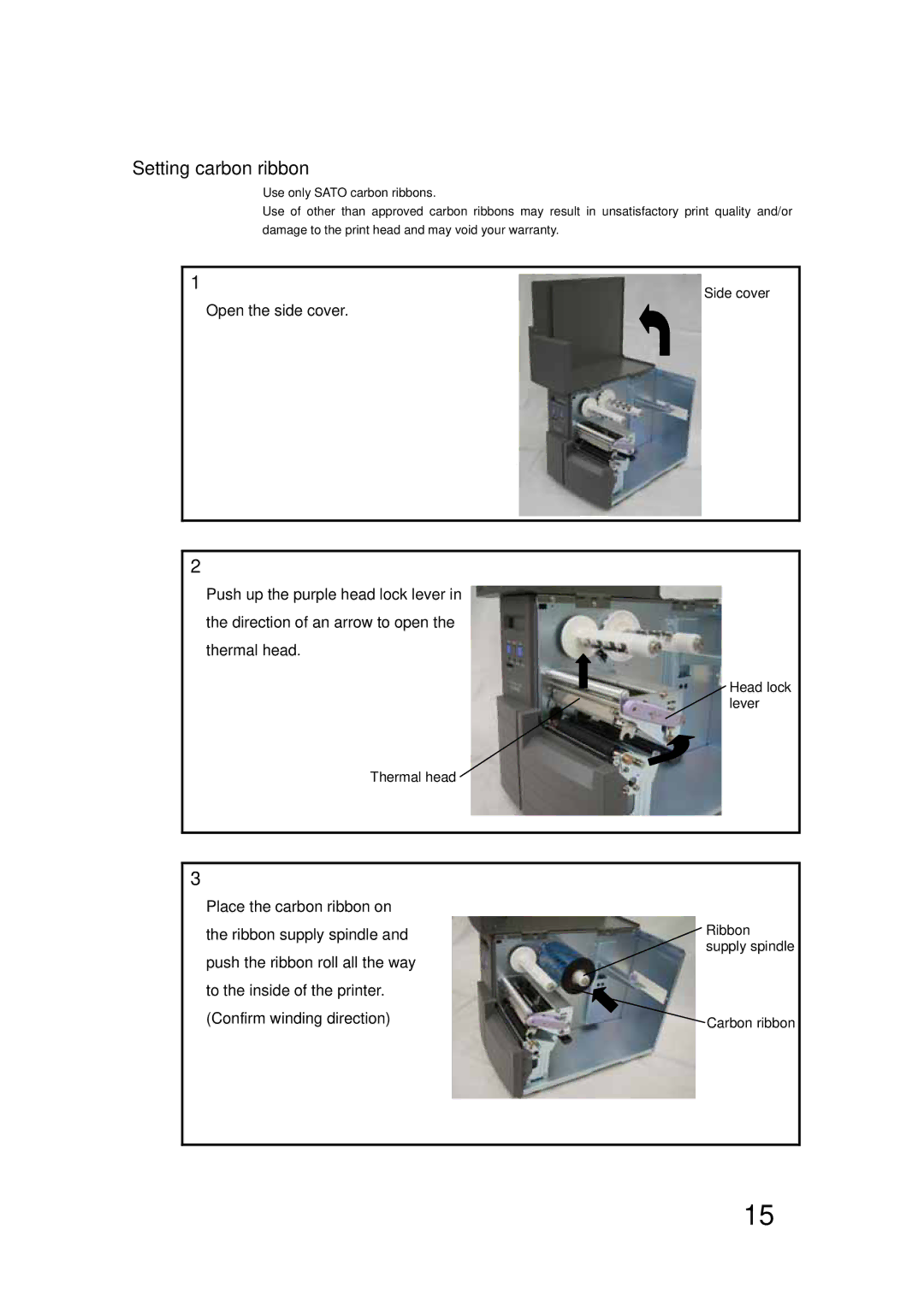 SATO LM400E manual Setting carbon ribbon 