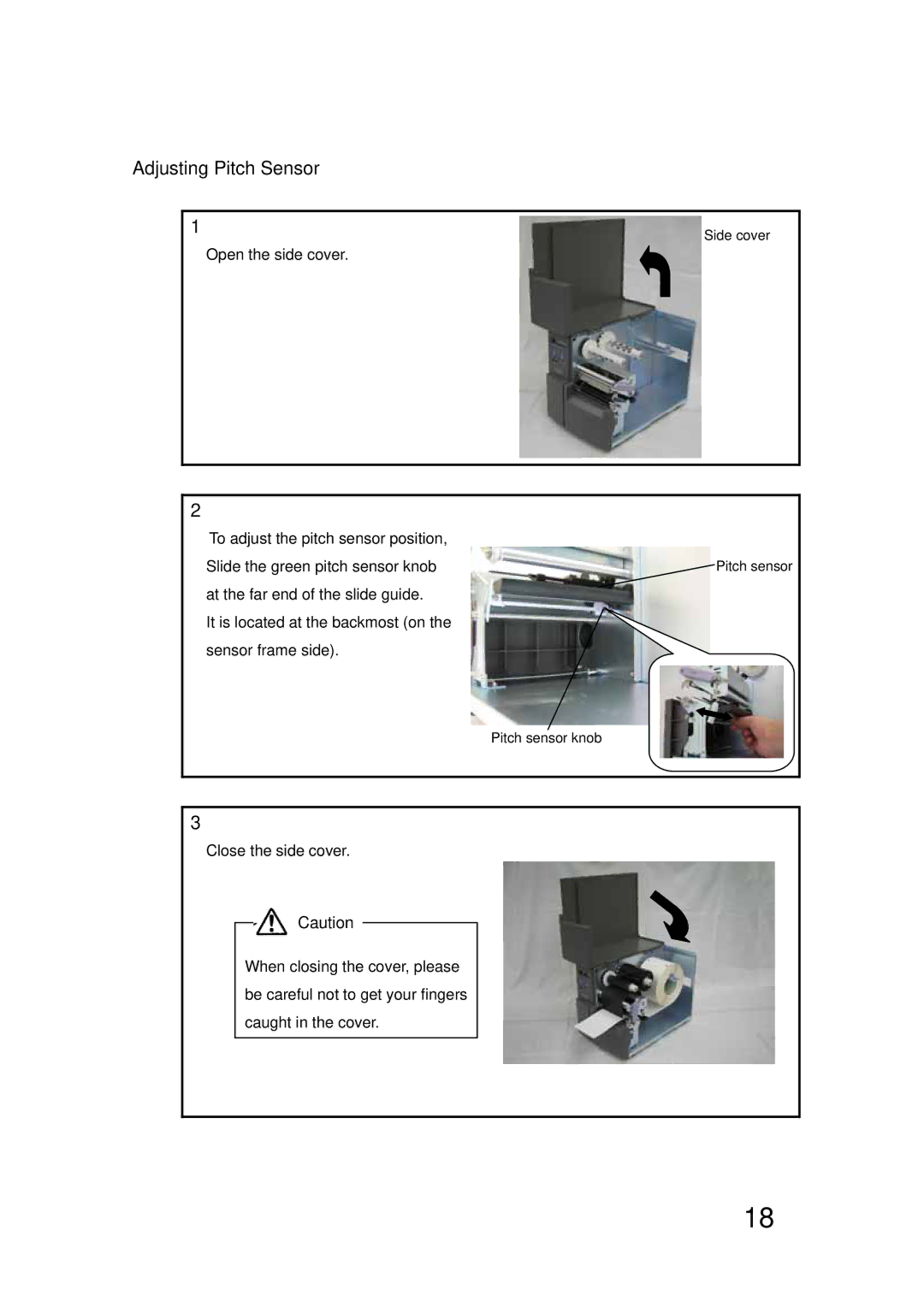 SATO LM400E manual Adjusting Pitch Sensor 