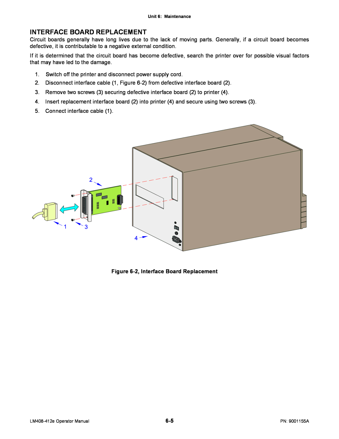 SATO LM408/412E manual 2, Interface Board Replacement 