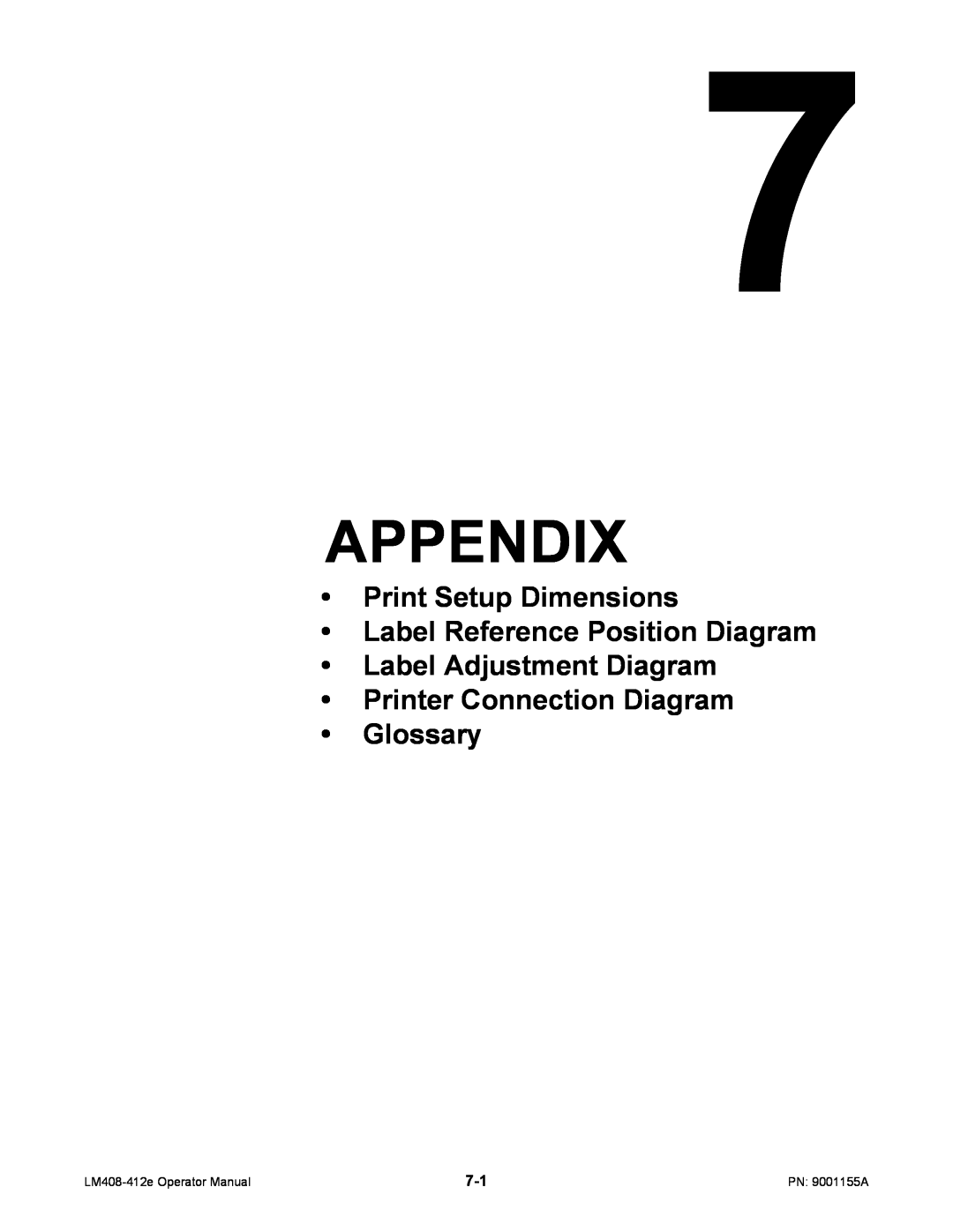 SATO LM408/412E manual Appendix, Print Setup Dimensions Label Reference Position Diagram 
