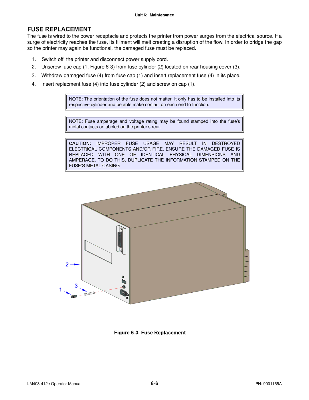 SATO LM408/412E manual Fuse Replacement 