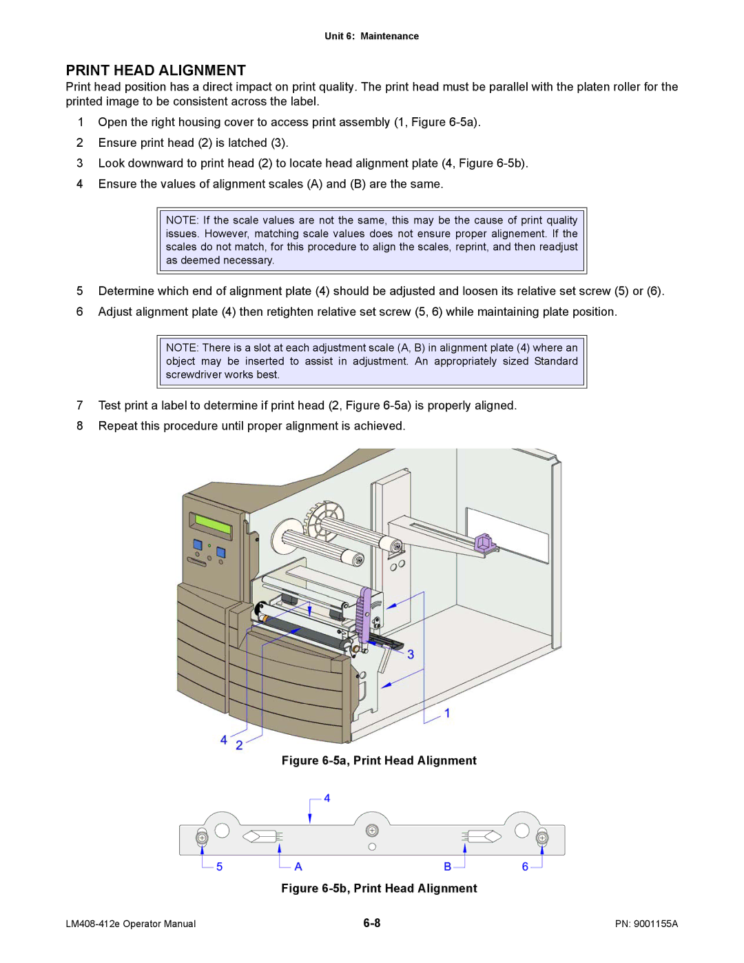 SATO LM408/412E manual 5a, Print Head Alignment 