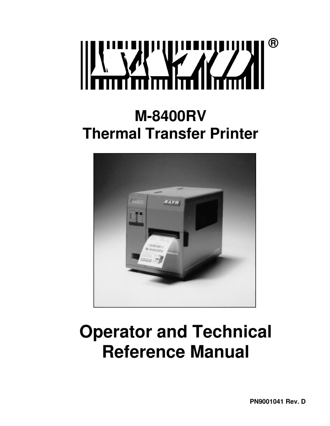 SATO M-8400RV manual Operator and Technical Reference Manual 