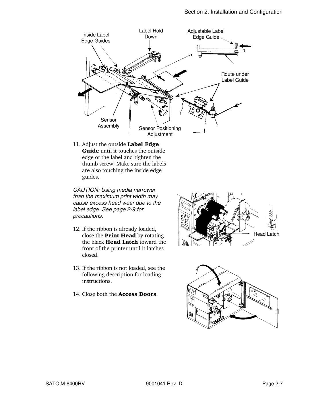 SATO M-8400RV manual Installation and Configuration 