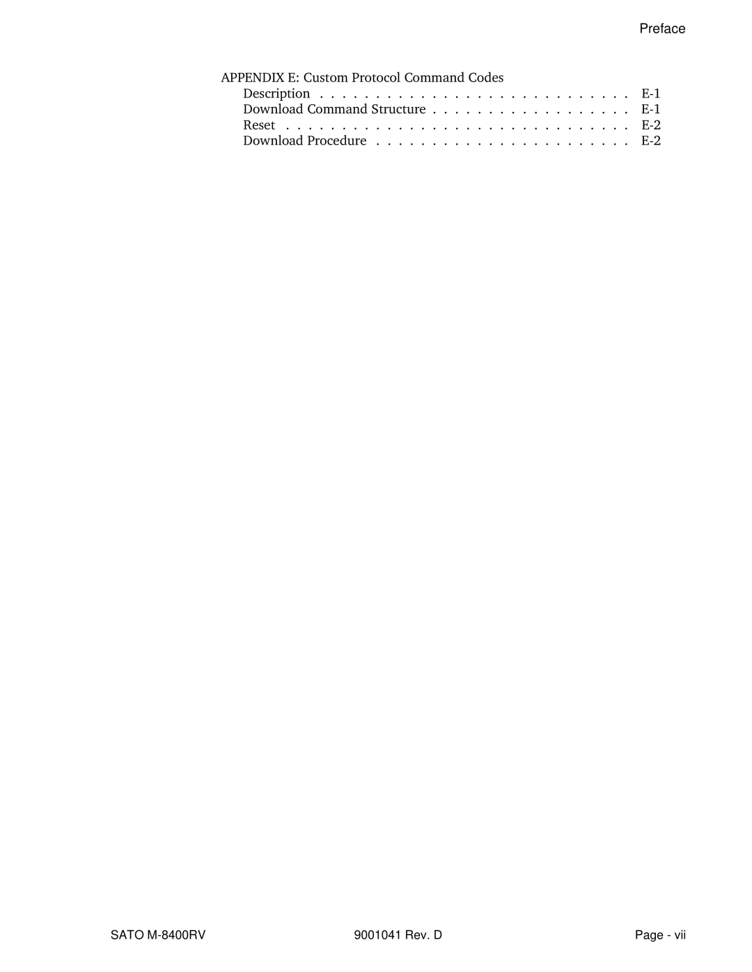 SATO M-8400RV manual Preface 