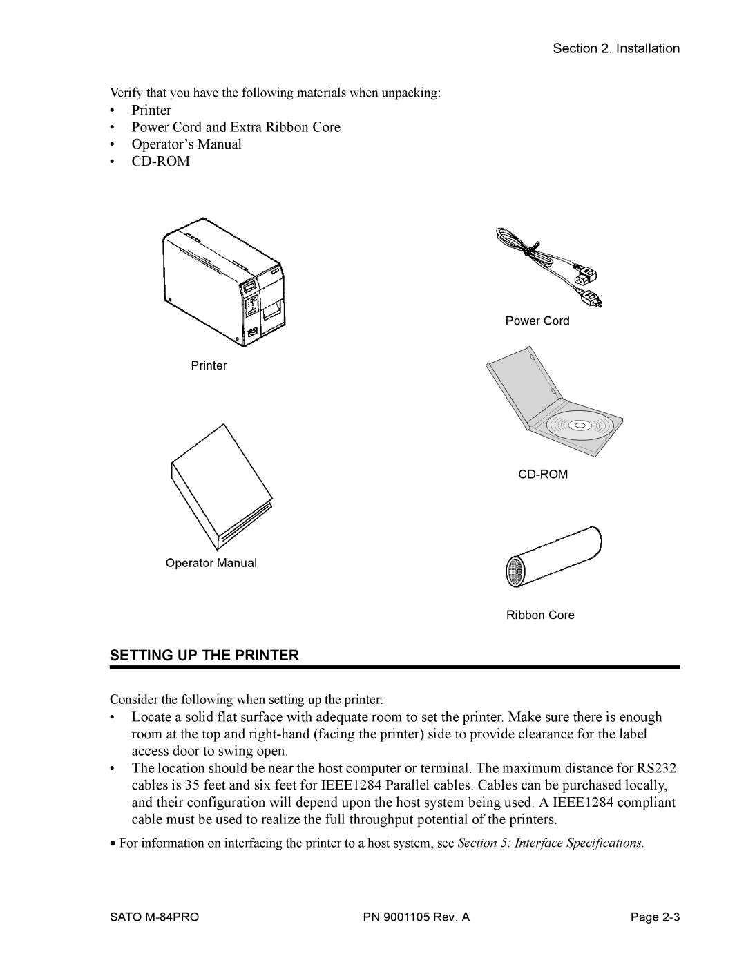 SATO M-84PRO manual Setting UP the Printer 