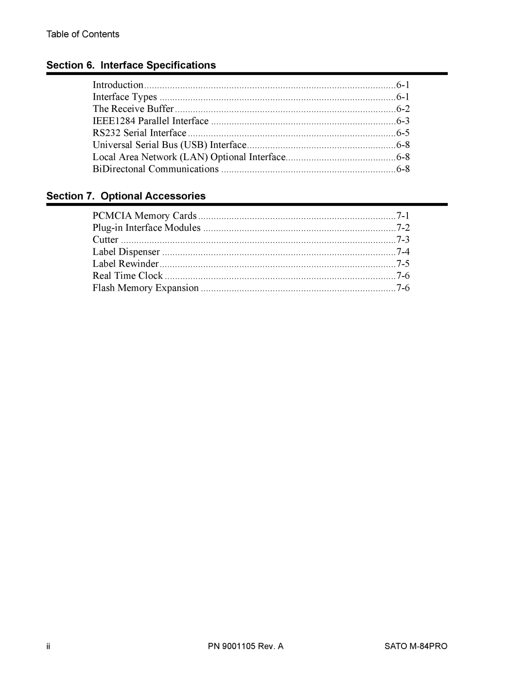 SATO M-84PRO manual Interface Specifications 