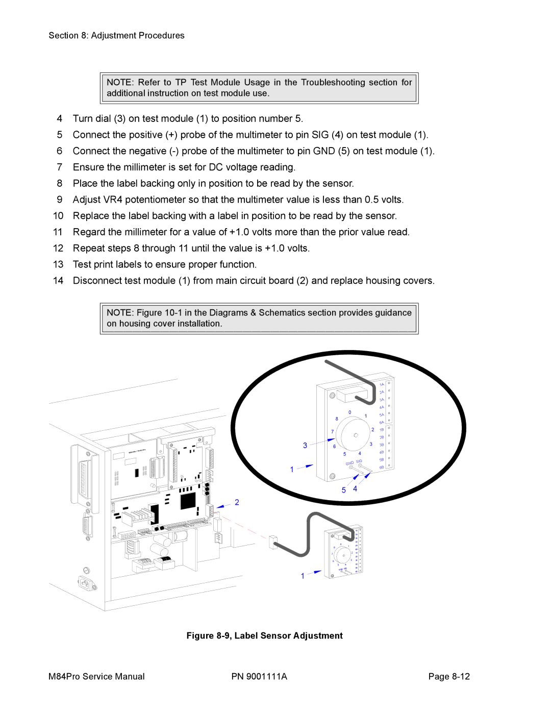 SATO M84PRO service manual Label Sensor Adjustment 