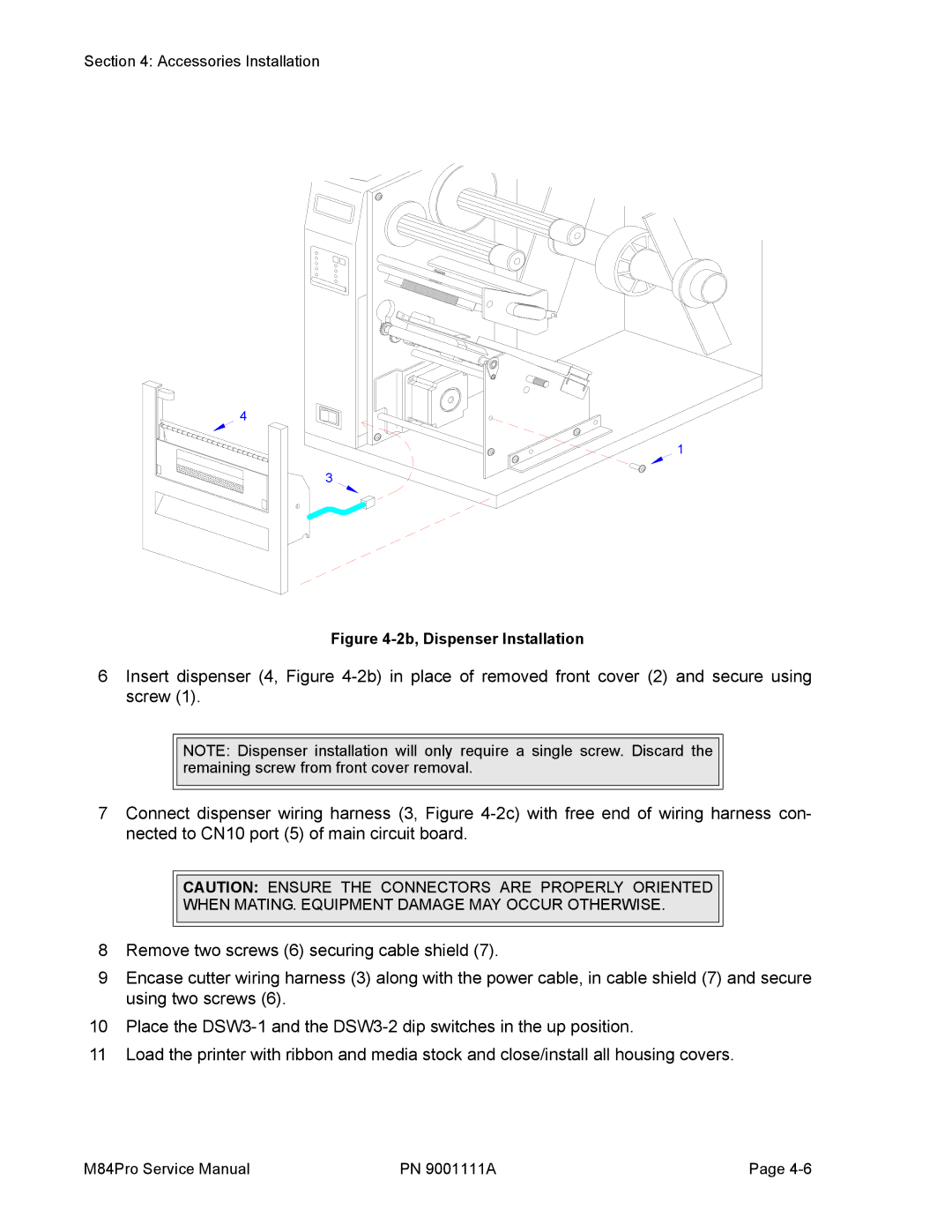 SATO M84PRO service manual 2b, Dispenser Installation 