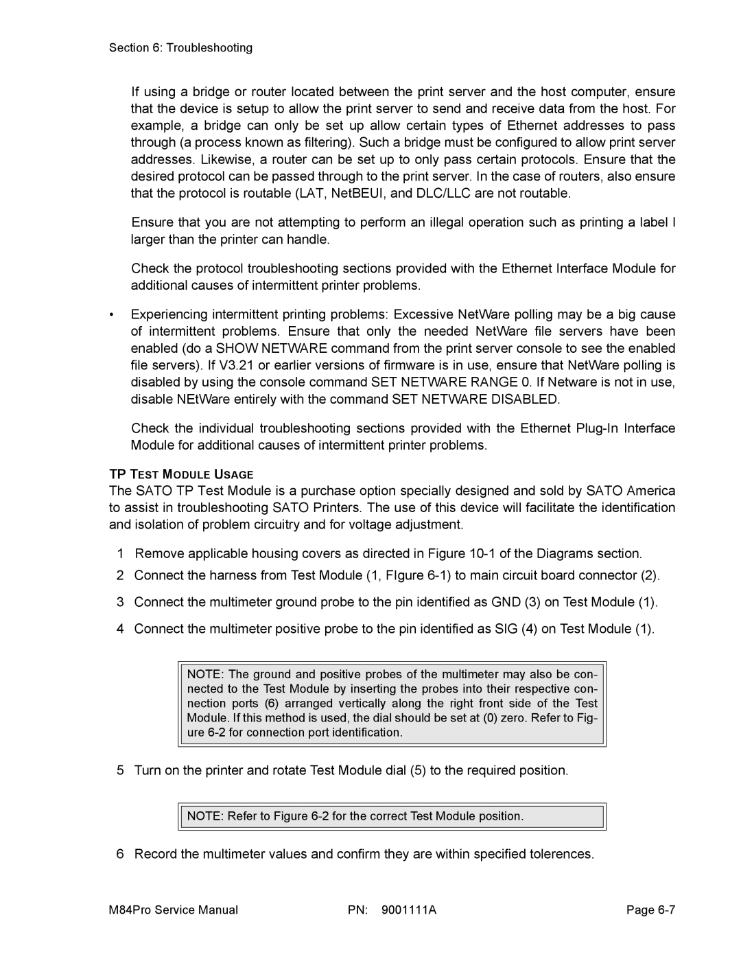 SATO M84PRO service manual TP Test Module Usage 