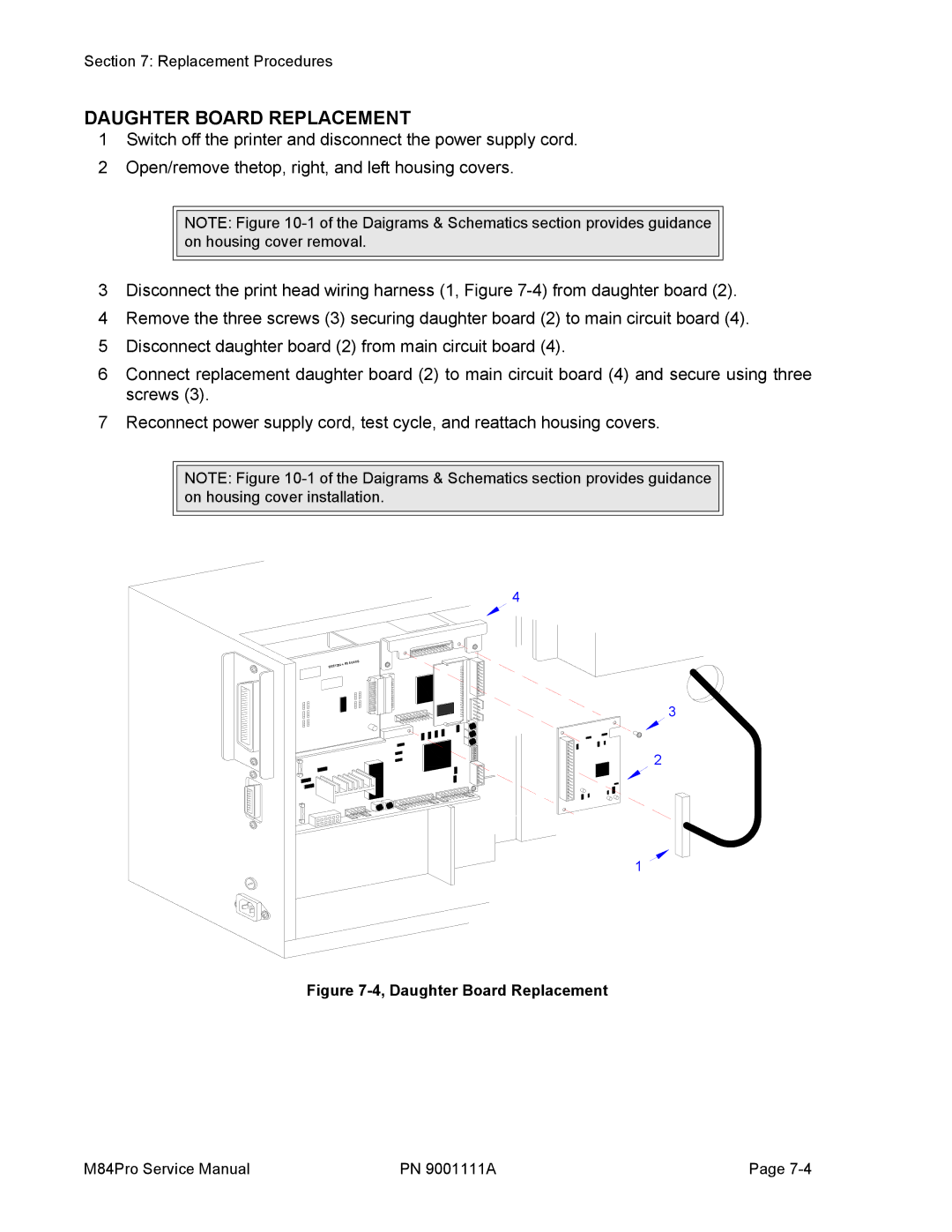 SATO M84PRO service manual Daughter Board Replacement 