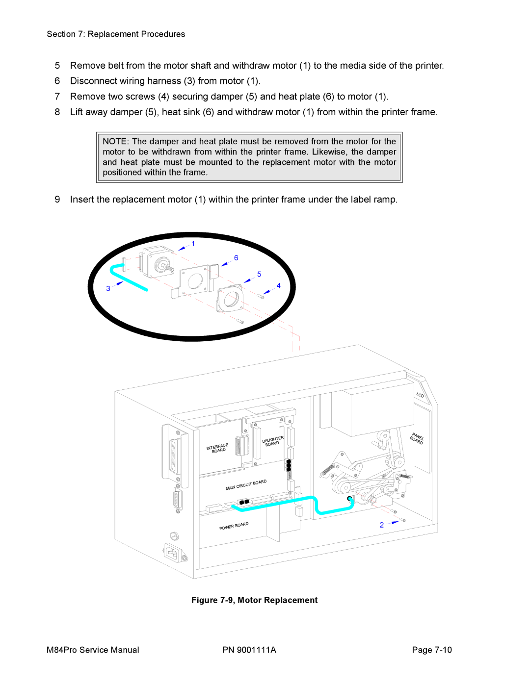 SATO M84PRO service manual Motor Replacement 