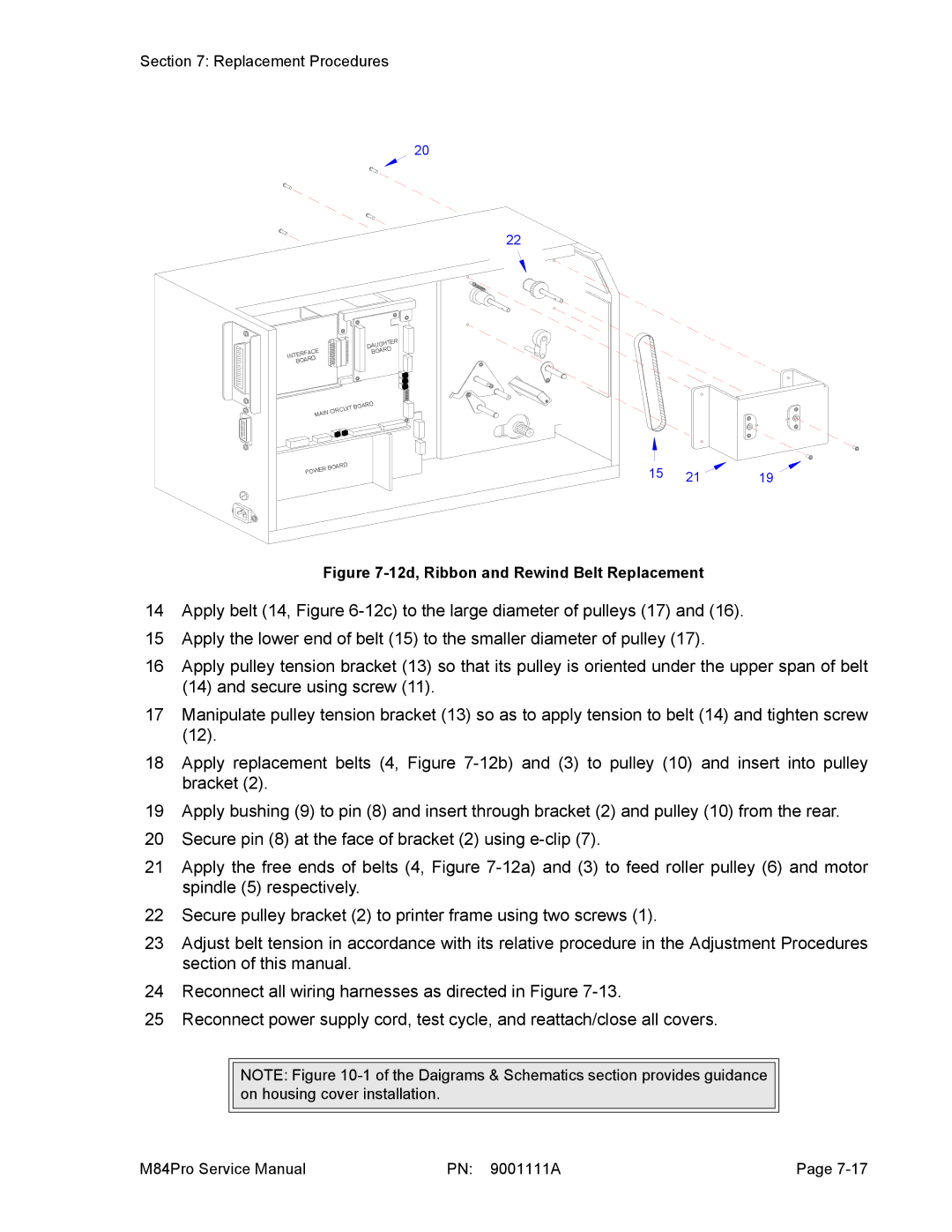 SATO M84PRO service manual 12d, Ribbon and Rewind Belt Replacement 