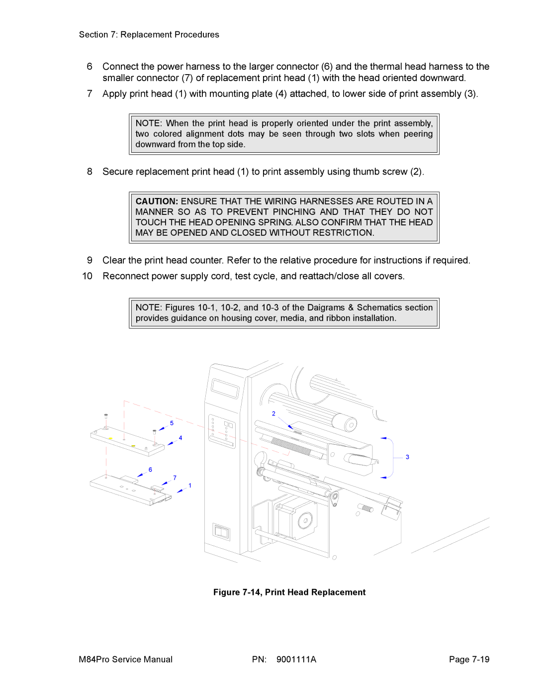 SATO M84PRO service manual 14, Print Head Replacement 