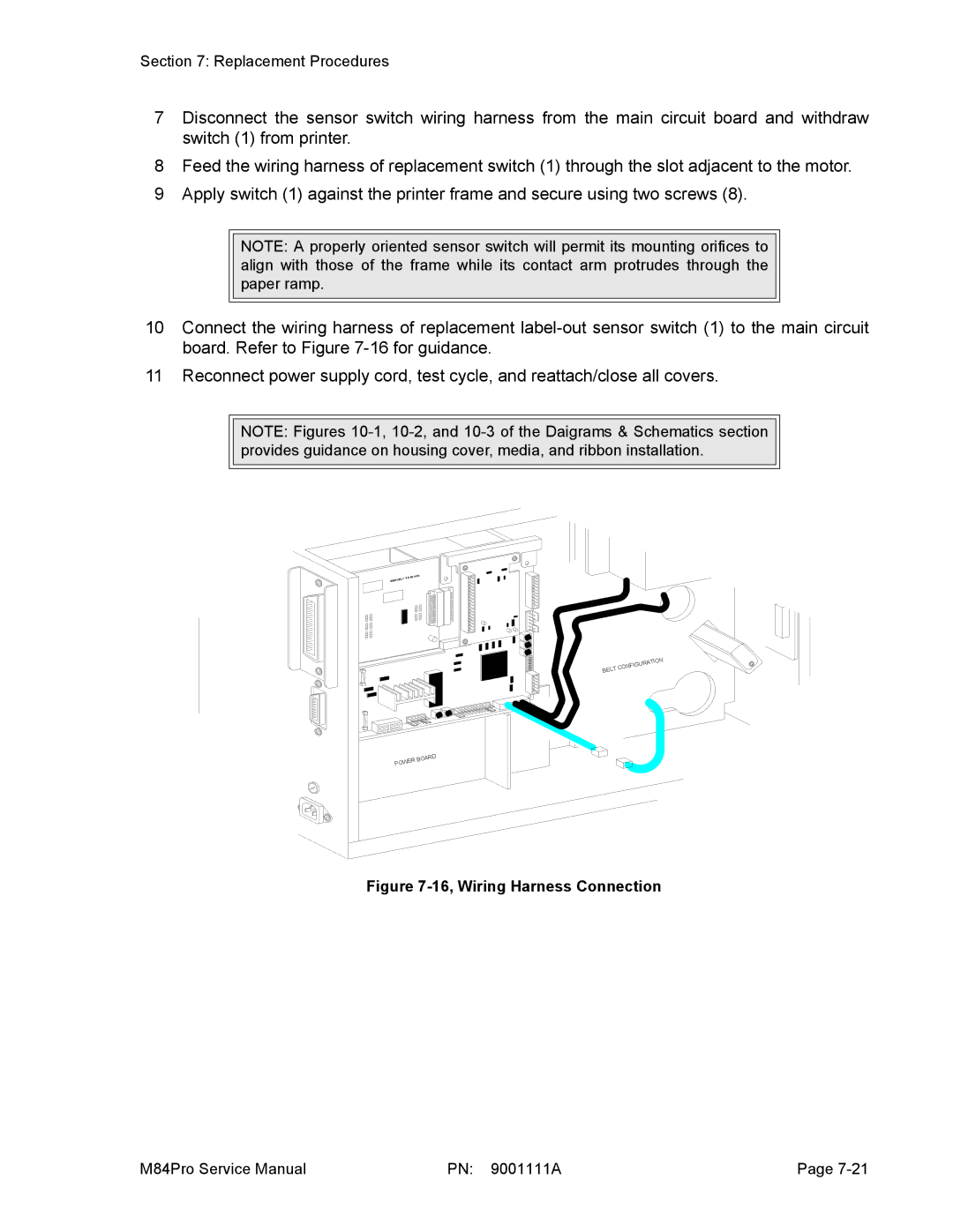 SATO M84PRO service manual 16, Wiring Harness Connection 