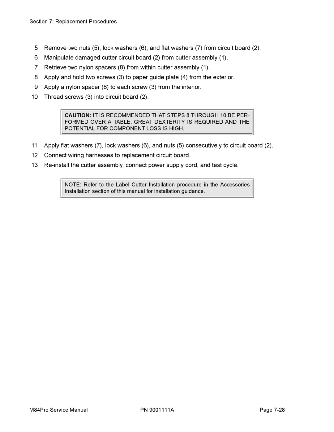 SATO M84PRO service manual Replacement Procedures 